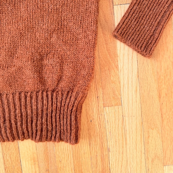 Retro Look Cozy Rust Chevron Knit Mohair Sweater - Picture 7 of 11